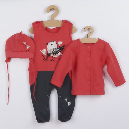 3-részes pamut együttes Koala Birdy sötét rózsaszín