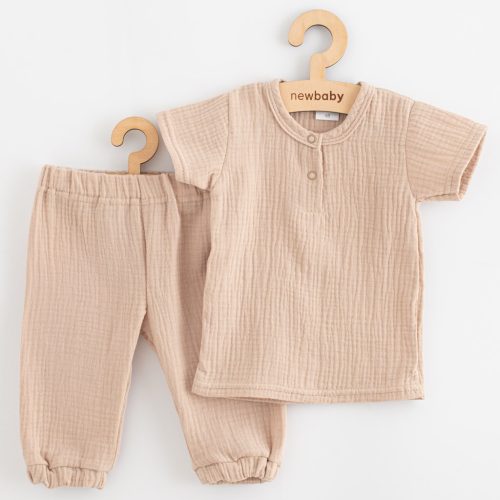 Baba muszlin szett póló és nadrág New Baby beige