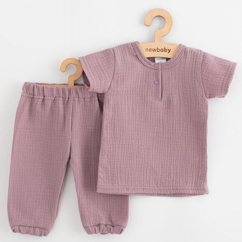 Baba muszlin szett póló és nadrág New Baby lavender