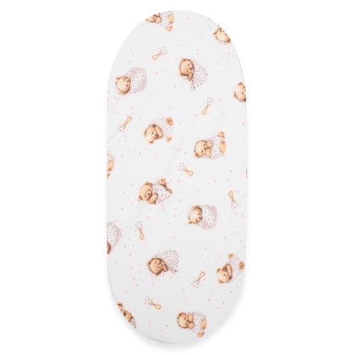 Pamut babakocsihoz való lepedő pamut New Baby Sweet teddy bear 35x75 cm pink