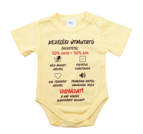 Feliratos rövid ujjú baba body