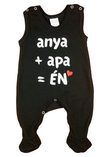 "anya+apa=Én" feliratos ujjatlan rugdalózó