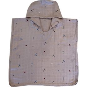   Petu Petu Muszlin poncsó kapucnival-Virágok& madarak(3-4év)