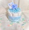 Elefántos mini pelenkatorta kék rágókával kisfiúknak babaköszöntőre