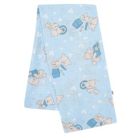   Kiárusítás - Pamut pelenka nyomtatott mintával New Baby kék maci és szívecske